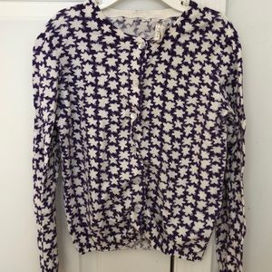 G S10 Crewcuts Purple & Off-White Flower Cardigan